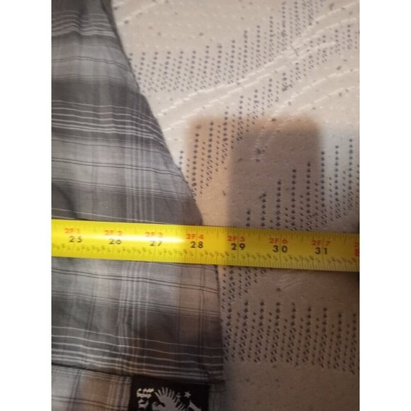 Rock 47 By Wrangler Pearl Snap Shirt Men's XL Gray Plaid Embroidered Skull Logo - Picture 12 of 12